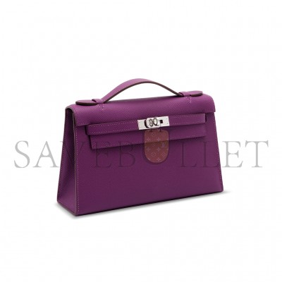 HERMES MASTER AN ANÉMONE EPSOM LEATHER KELLY POCHETTE WITH PALLADIUM HARDWARE (22*14*7cm) 
